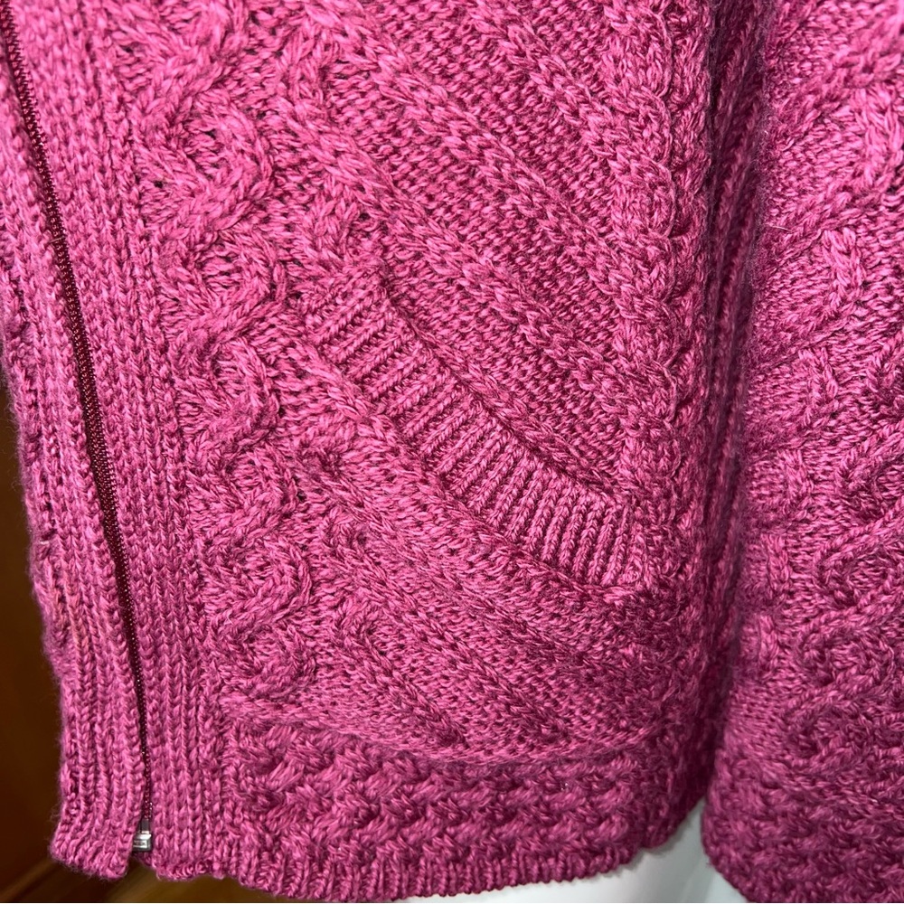 Aran Crafts Ireland Super Soft Merino Wool Celtic Knit Zip Cardigan Sweater M - Picture 4 of 15